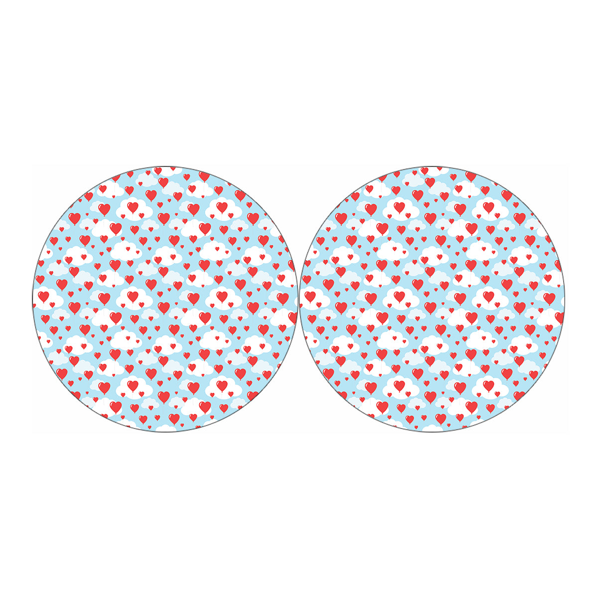 Red Heart Balloon Pattern Print Car Coasters