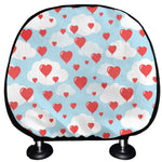 Red Heart Balloon Pattern Print Car Headrest Covers