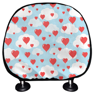 Red Heart Balloon Pattern Print Car Headrest Covers