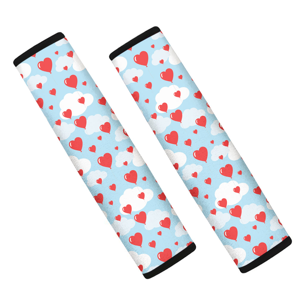 Red Heart Balloon Pattern Print Car Seat Belt Covers