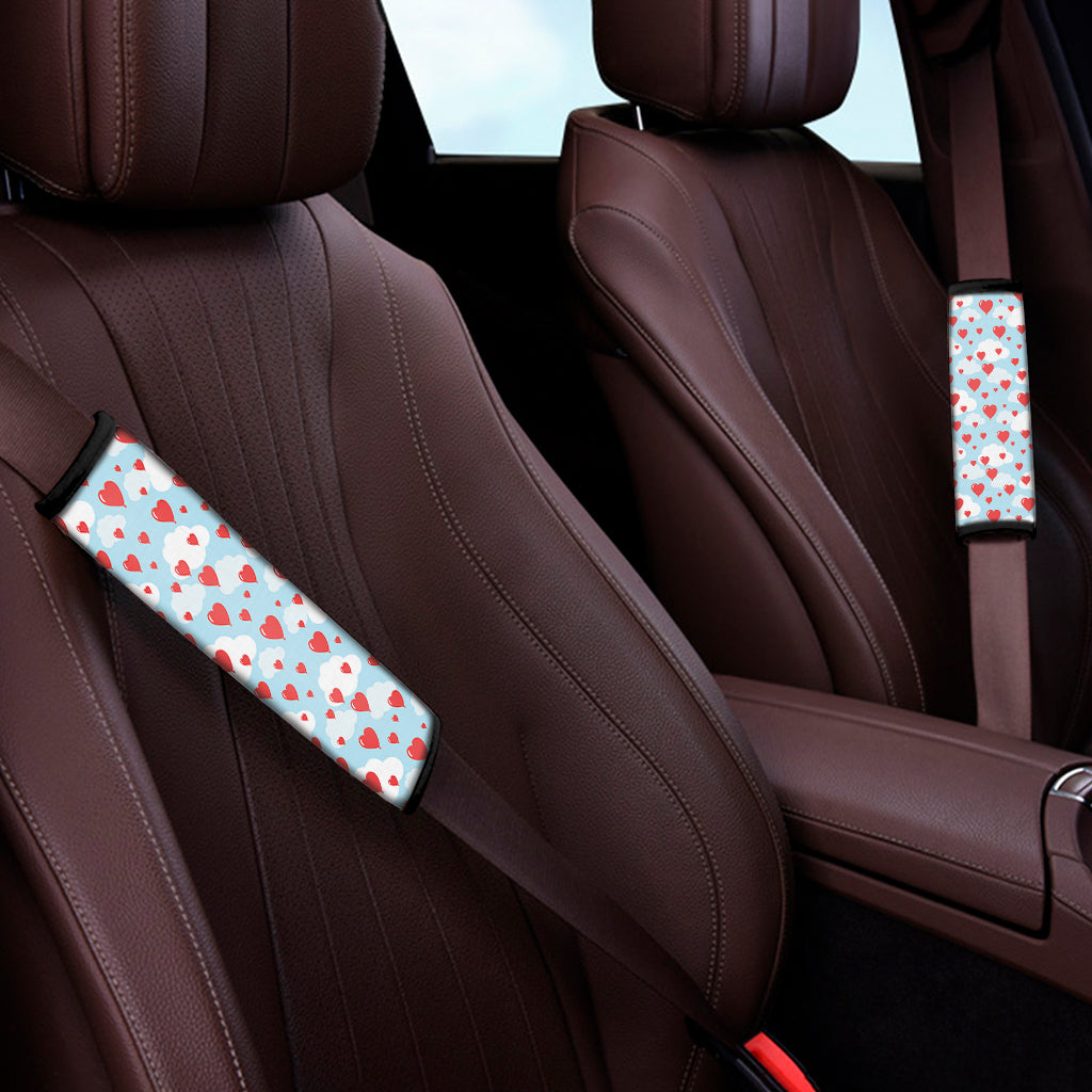 Red Heart Balloon Pattern Print Car Seat Belt Covers