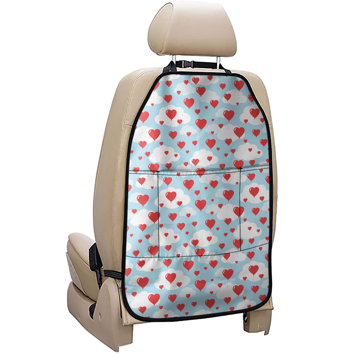 Red Heart Balloon Pattern Print Car Seat Organizers