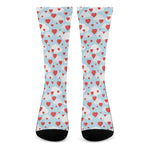 Red Heart Balloon Pattern Print Crew Socks