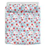 Red Heart Balloon Pattern Print Duvet Cover Bedding Set