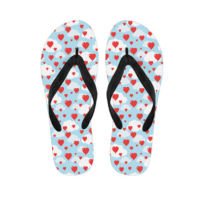Red Heart Balloon Pattern Print Flip Flops