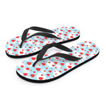 Red Heart Balloon Pattern Print Flip Flops