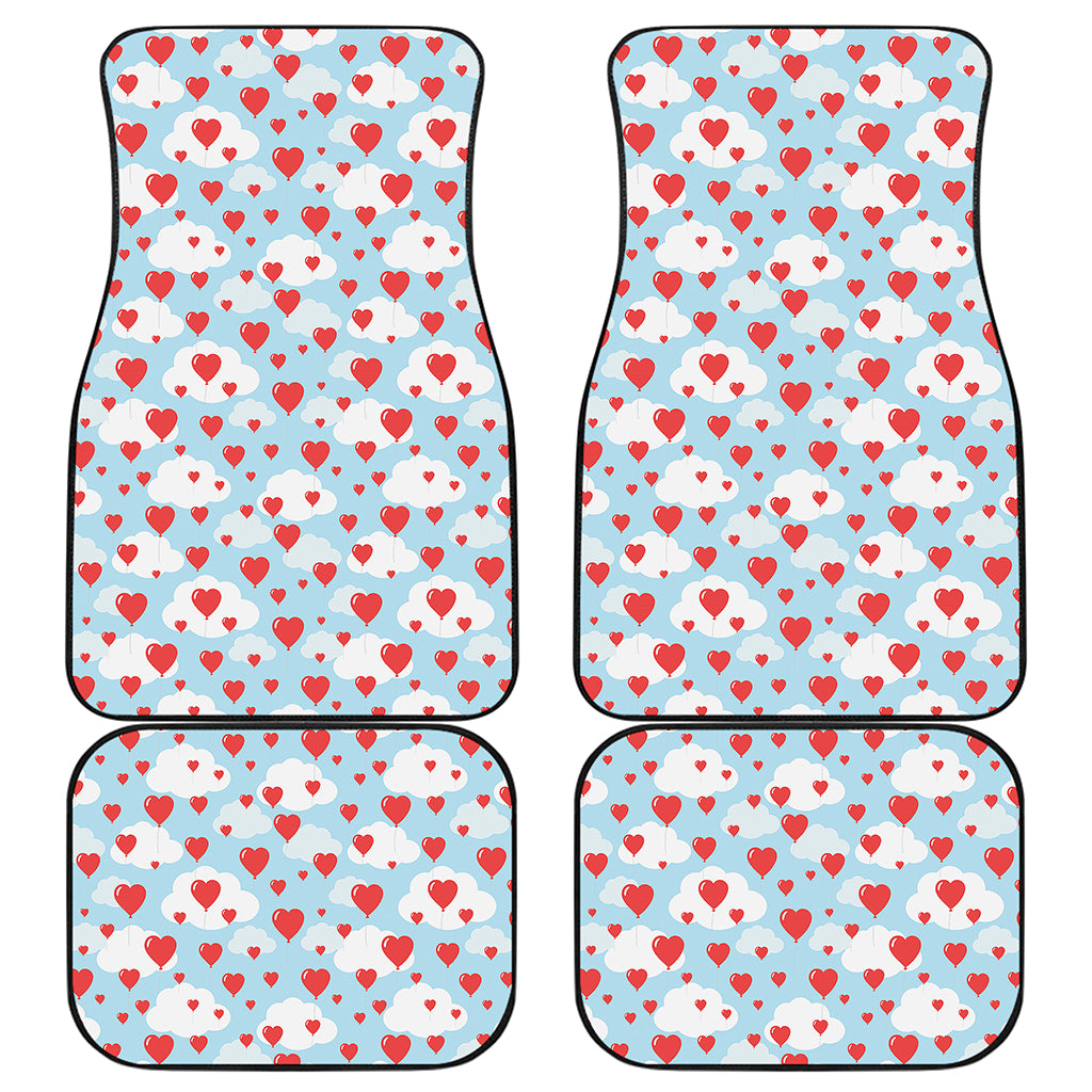 Red Heart Balloon Pattern Print Front and Back Car Floor Mats