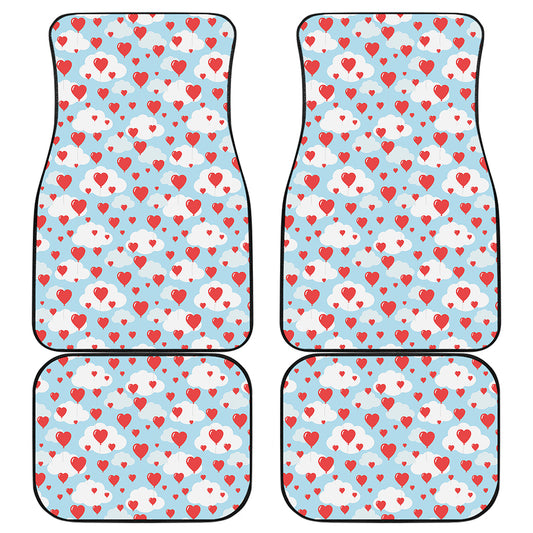 Red Heart Balloon Pattern Print Front and Back Car Floor Mats
