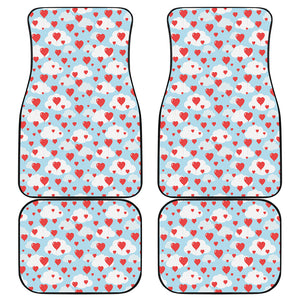 Red Heart Balloon Pattern Print Front and Back Car Floor Mats