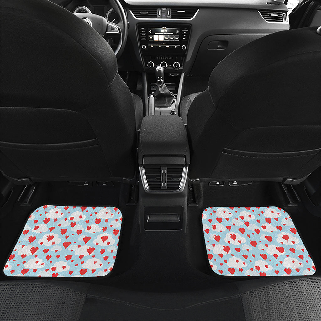 Red Heart Balloon Pattern Print Front and Back Car Floor Mats