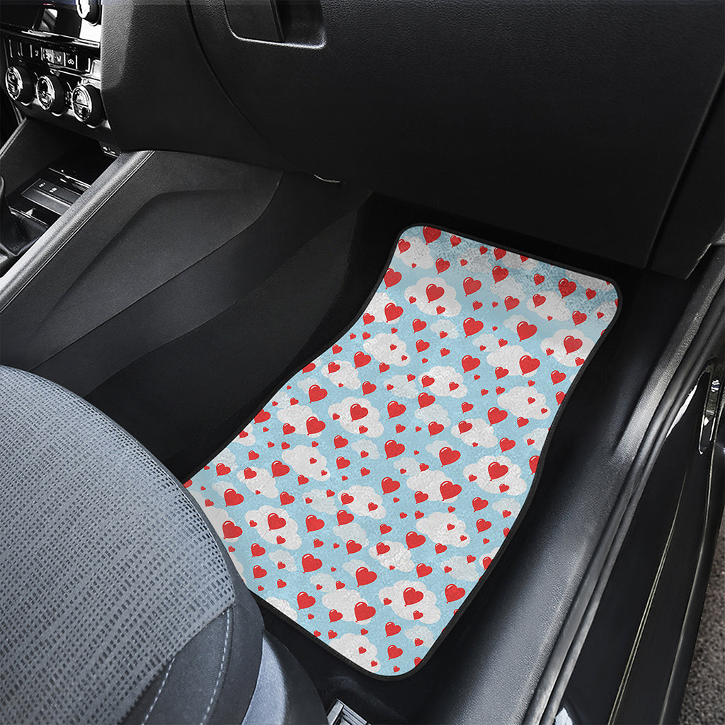 Red Heart Balloon Pattern Print Front and Back Car Floor Mats