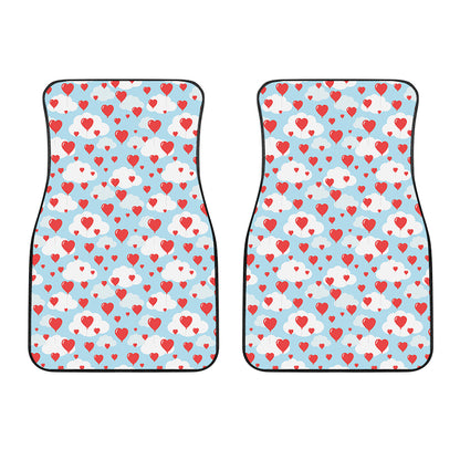 Red Heart Balloon Pattern Print Front Car Floor Mats