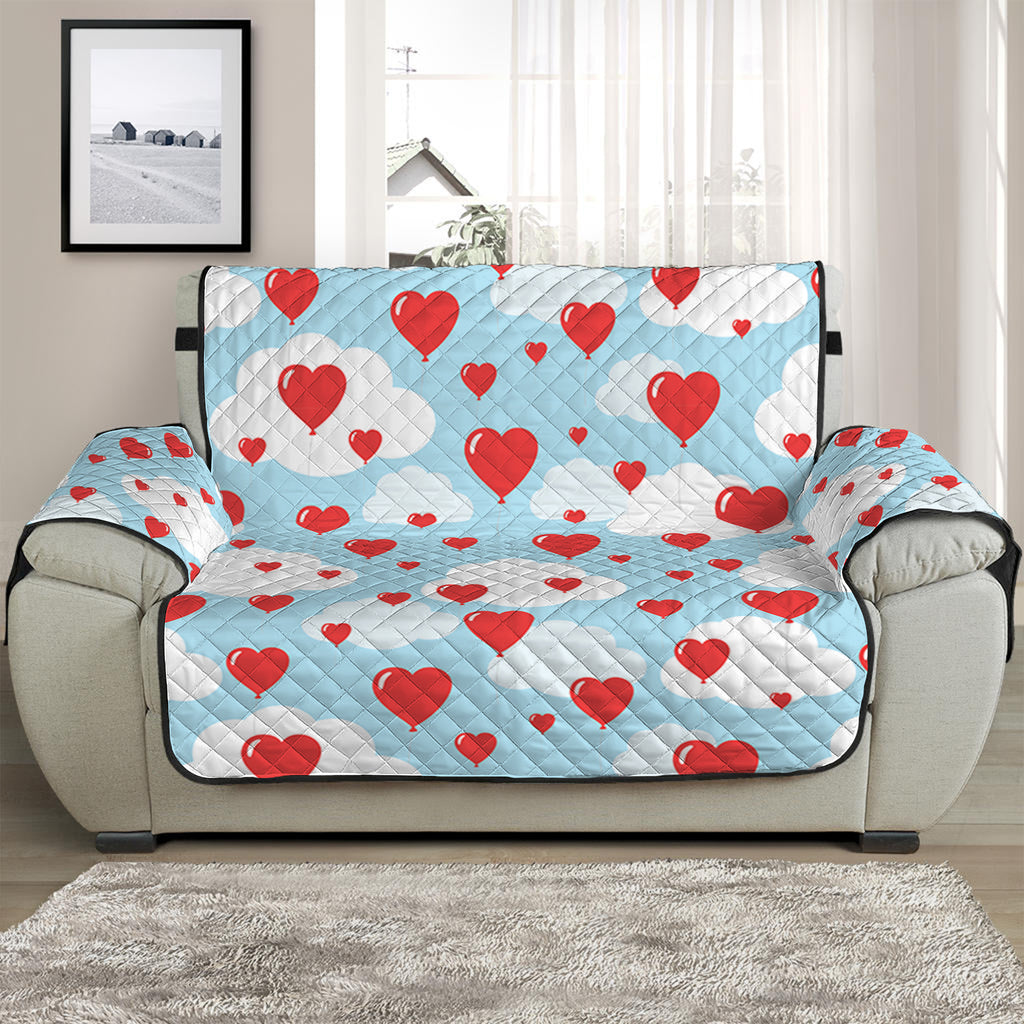 Red Heart Balloon Pattern Print Half Sofa Protector