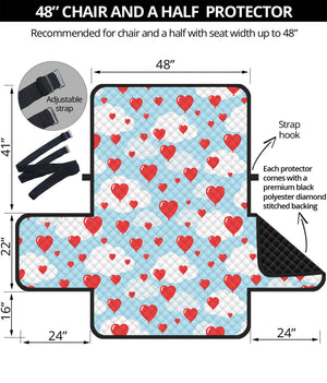 Red Heart Balloon Pattern Print Half Sofa Protector