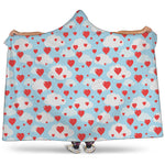 Red Heart Balloon Pattern Print Hooded Blanket