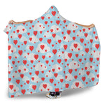 Red Heart Balloon Pattern Print Hooded Blanket