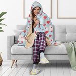 Red Heart Balloon Pattern Print Hooded Blanket