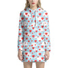 Red Heart Balloon Pattern Print Hoodie Dress