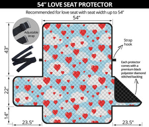 Red Heart Balloon Pattern Print Loveseat Protector