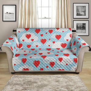 Red Heart Balloon Pattern Print Loveseat Protector