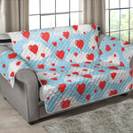 Red Heart Balloon Pattern Print Loveseat Protector