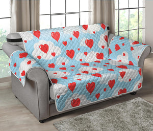 Red Heart Balloon Pattern Print Loveseat Protector