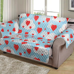 Red Heart Balloon Pattern Print Loveseat Protector