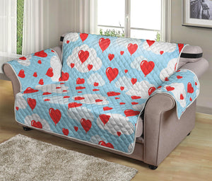 Red Heart Balloon Pattern Print Loveseat Protector