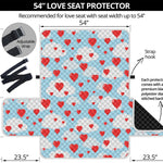 Red Heart Balloon Pattern Print Loveseat Protector