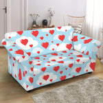 Red Heart Balloon Pattern Print Loveseat Slipcover