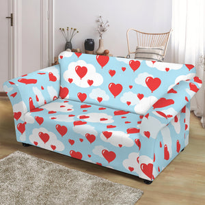 Red Heart Balloon Pattern Print Loveseat Slipcover