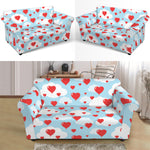 Red Heart Balloon Pattern Print Loveseat Slipcover