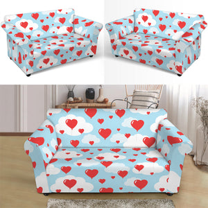 Red Heart Balloon Pattern Print Loveseat Slipcover