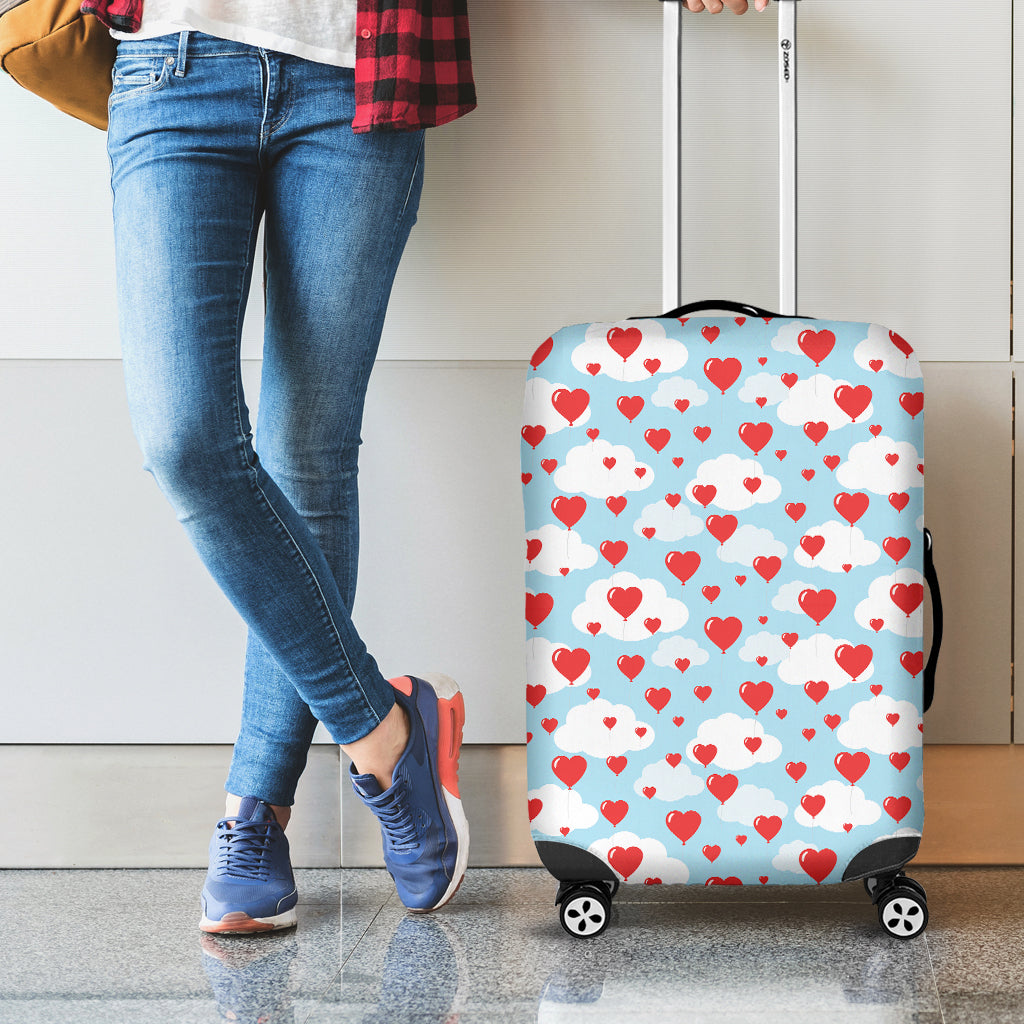 Red Heart Balloon Pattern Print Luggage Cover