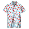 Red Heart Balloon Pattern Print Men's Short Sleeve Shirt
