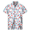 Red Heart Balloon Pattern Print Men's Short Sleeve Shirt