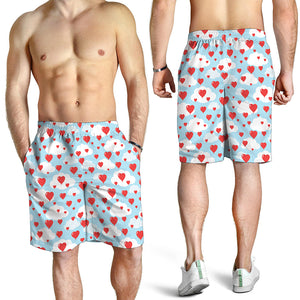 Red Heart Balloon Pattern Print Men's Shorts