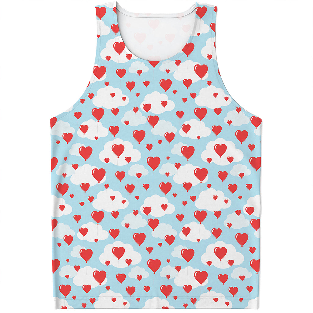 Red Heart Balloon Pattern Print Men's Tank Top