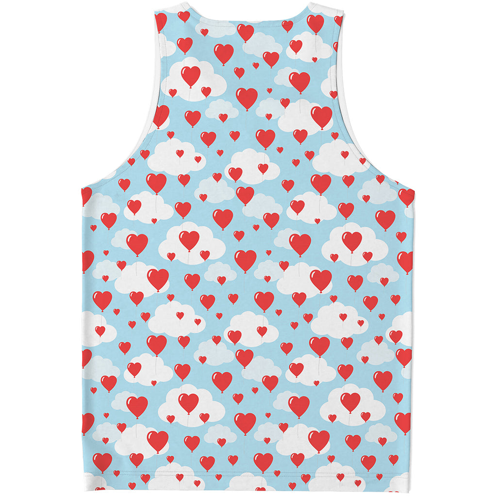 Red Heart Balloon Pattern Print Men's Tank Top