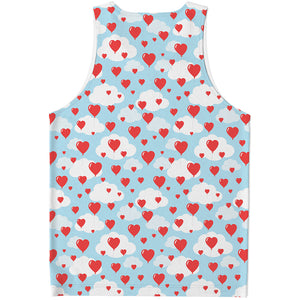 Red Heart Balloon Pattern Print Men's Tank Top