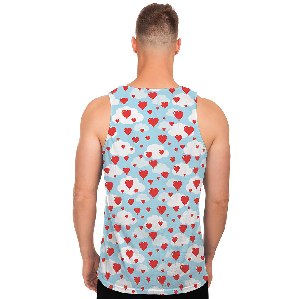 Red Heart Balloon Pattern Print Men's Tank Top