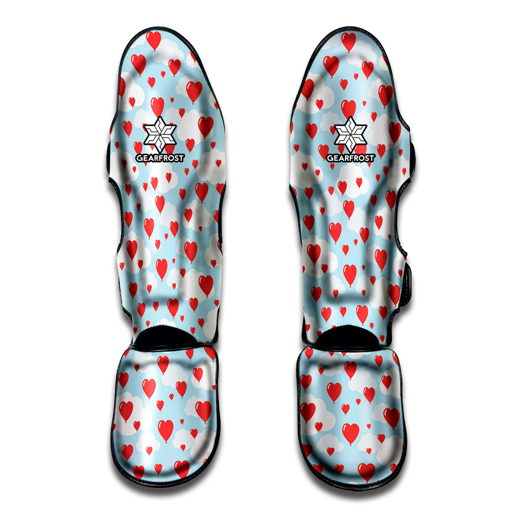 Red Heart Balloon Pattern Print Muay Thai Shin Guard