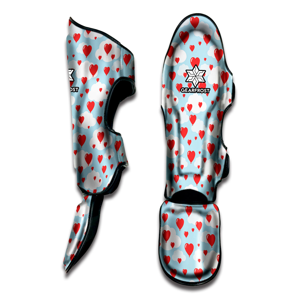 Red Heart Balloon Pattern Print Muay Thai Shin Guard