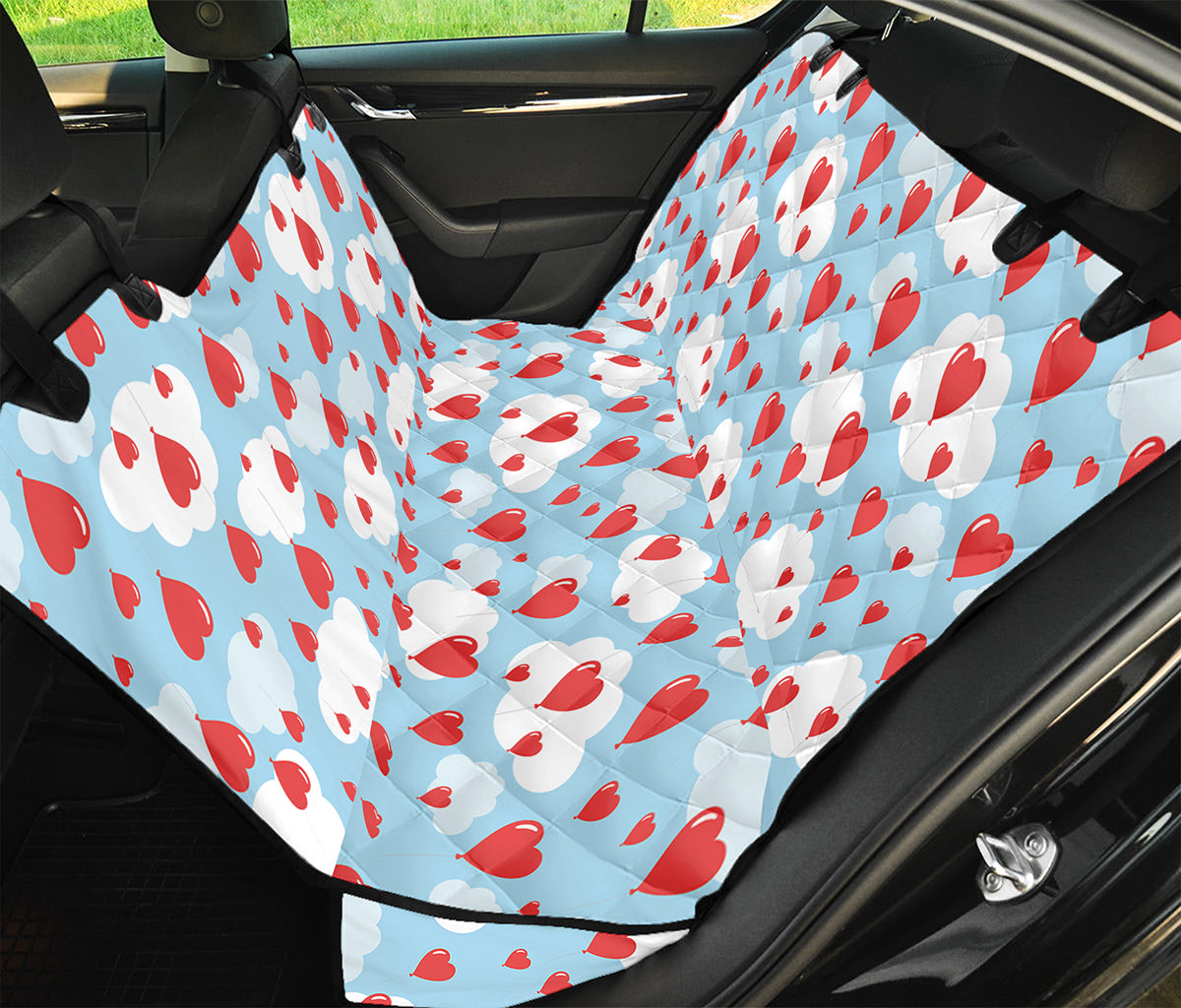 Red Heart Balloon Pattern Print Pet Car Back Seat Cover