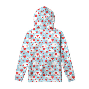 Red Heart Balloon Pattern Print Pullover Hoodie