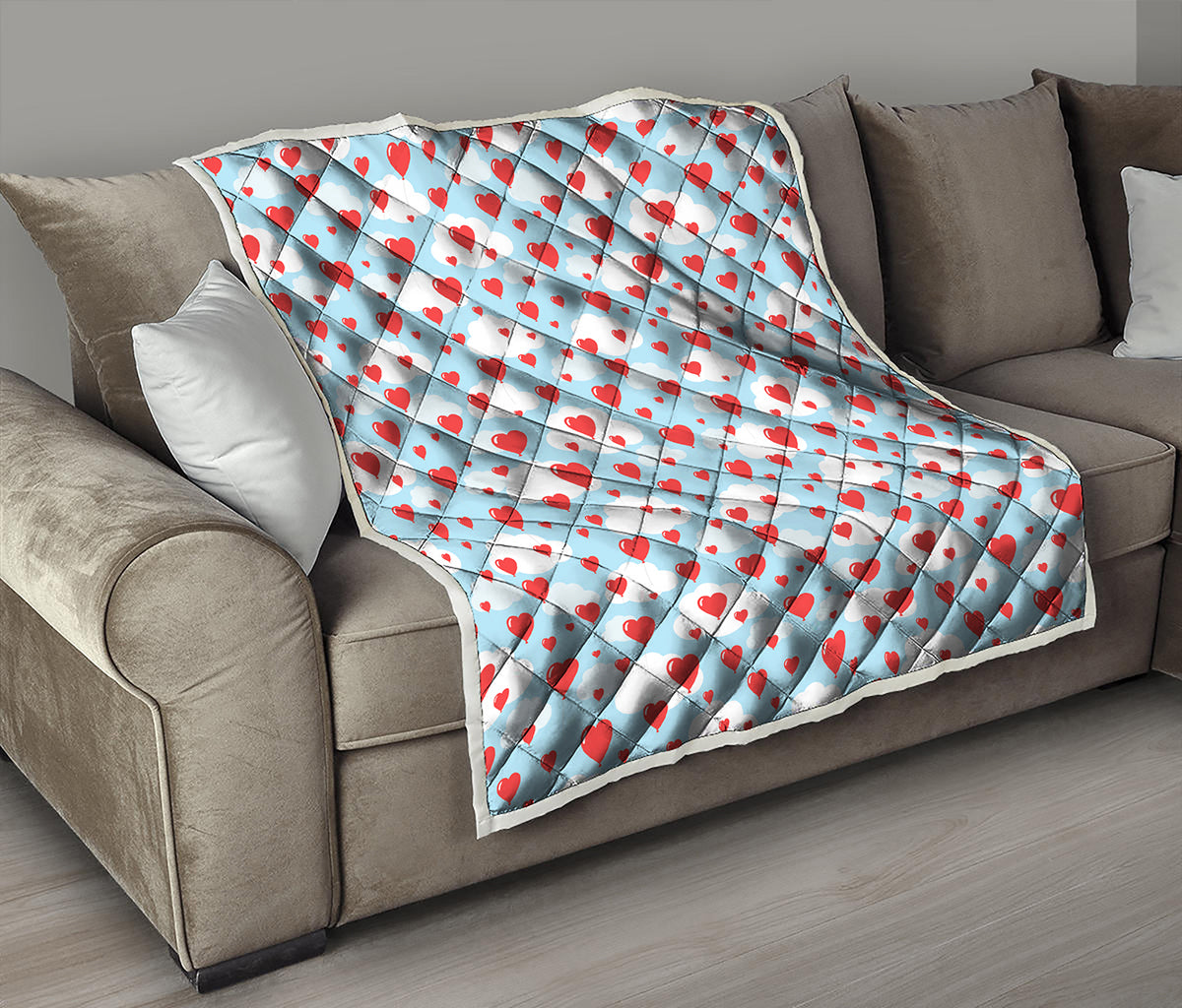 Red Heart Balloon Pattern Print Quilt