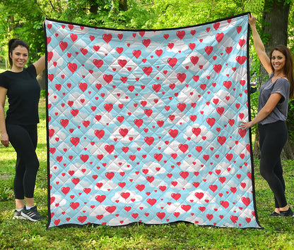 Red Heart Balloon Pattern Print Quilt