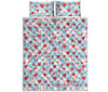 Red Heart Balloon Pattern Print Quilt Bed Set