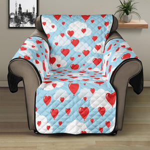 Red Heart Balloon Pattern Print Recliner Protector