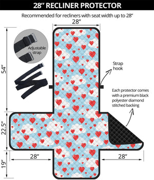 Red Heart Balloon Pattern Print Recliner Protector